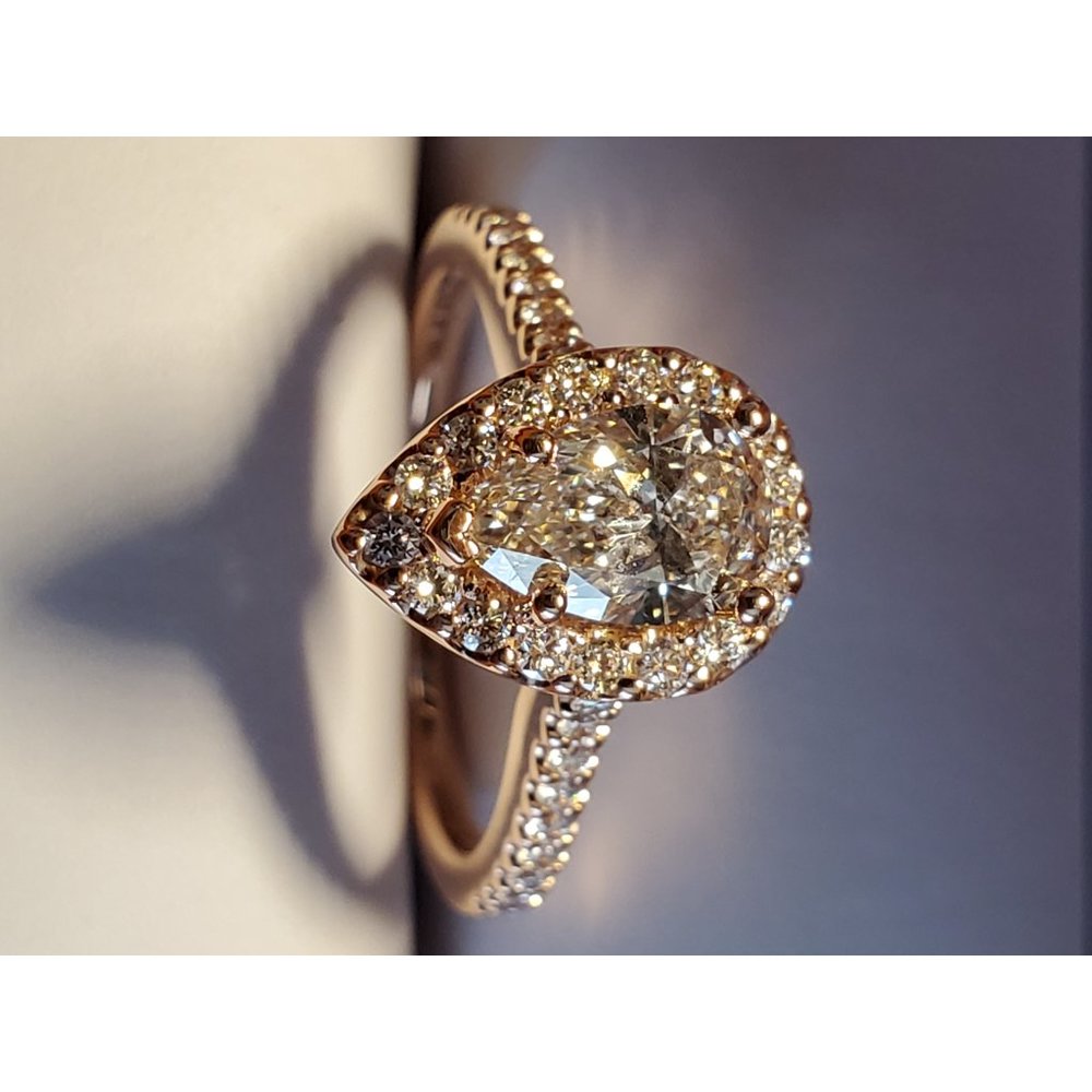 NWT✔ 14K Gabriel Pear Shaped Halo Wedding Ring - Picture 15 of 15
